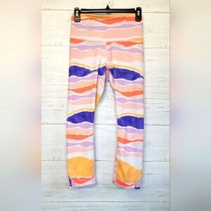 Lululemon True Self CropBleacher Stripe White Iris Flower